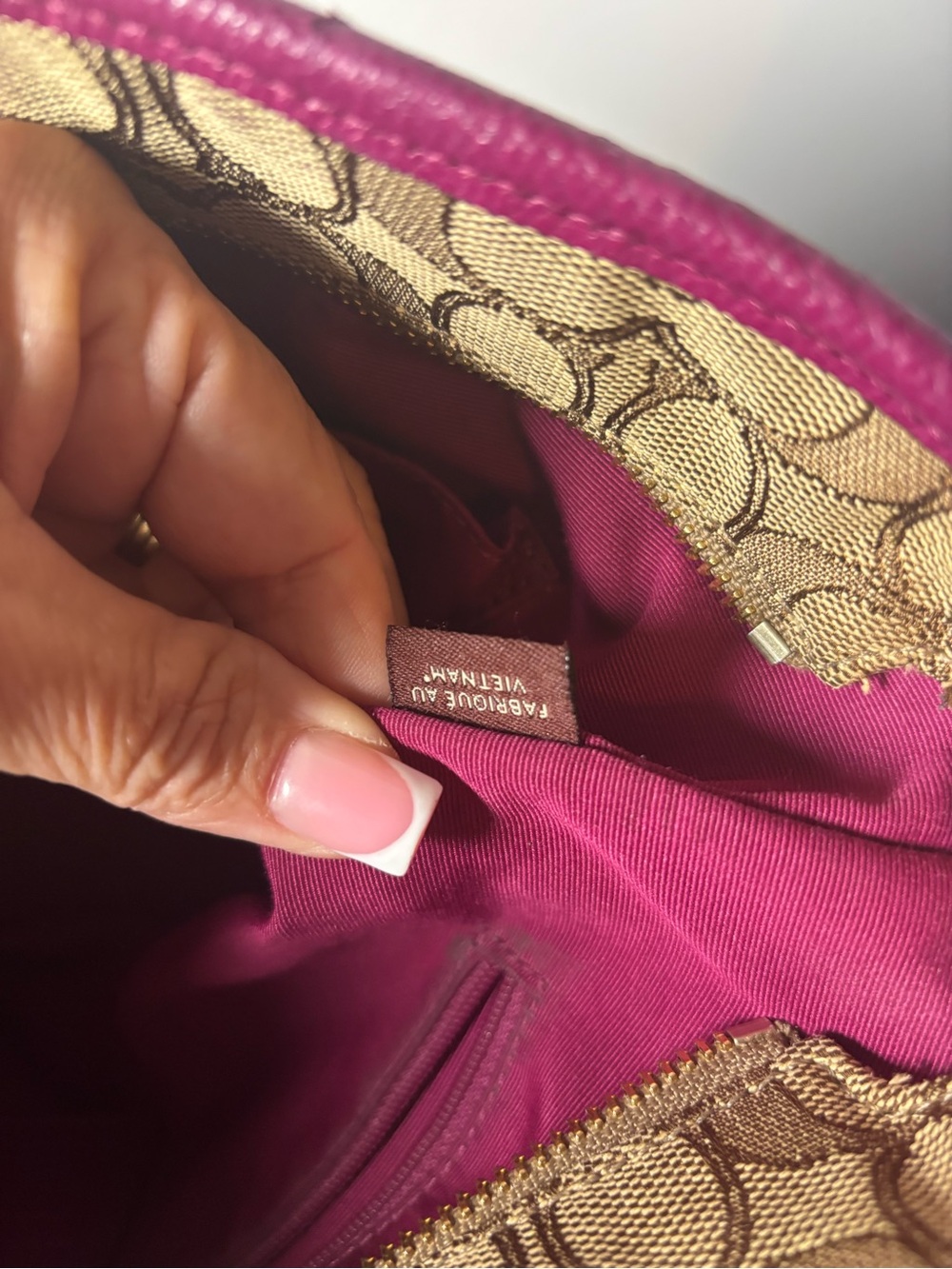 Coach Signature Canvas Tote with Pink Leather Trim - Picture 6 of 6
